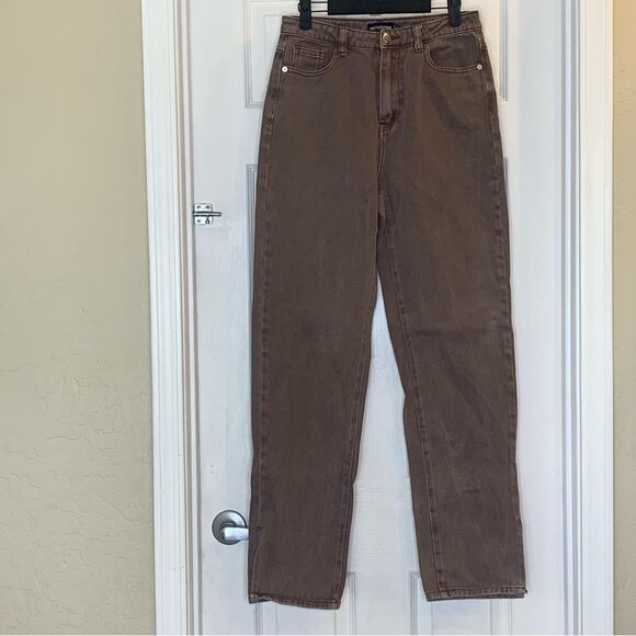 PretryLittleThing High Rise Kick Boot Brown Jeans Size 6 - Picture 1 of 9